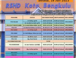 Jadwal Poliklinik RSHD Kota Bengkulu