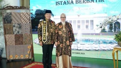Sambut Hari Batik Nasional,Rohidin dan Derta Tampilkan Kain Besurek di Istana Merdeka Jakarta